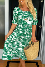 Pilar | Vestido Midi de Verano de Lunares con Volantes - Carmen Teruel