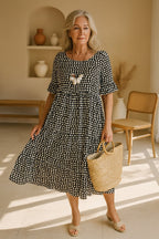 Pilar | Vestido Midi de Verano de Lunares con Volantes - Carmen Teruel