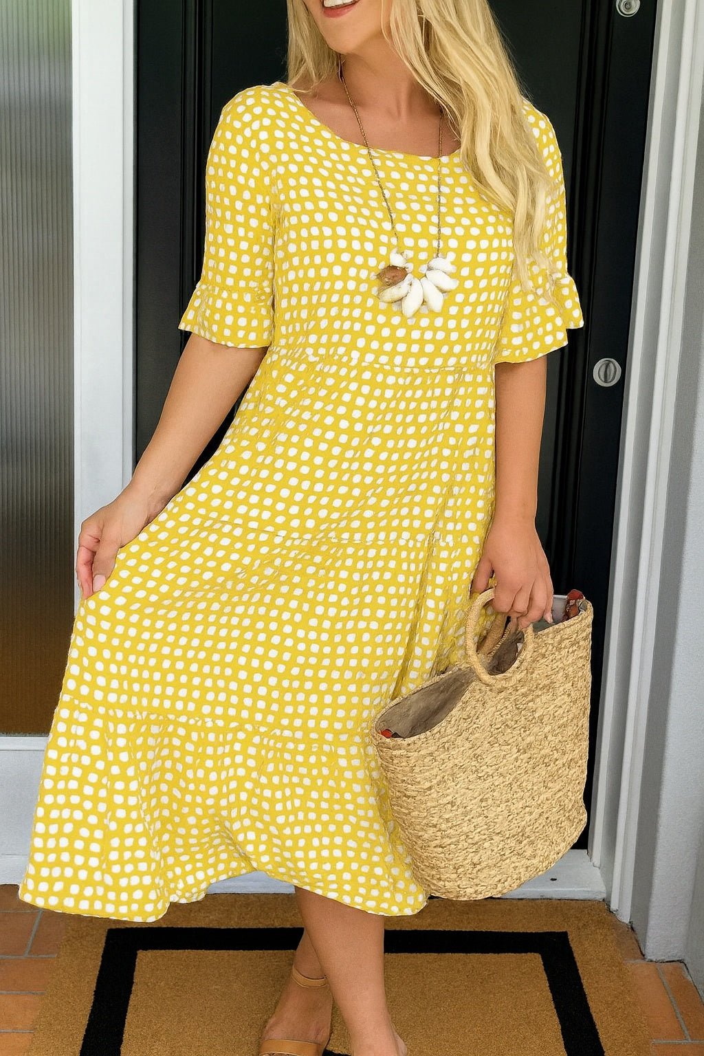 Pilar | Vestido Midi de Verano de Lunares con Volantes - Carmen Teruel