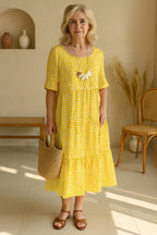 Pilar | Vestido Midi de Verano de Lunares con Volantes - Carmen Teruel