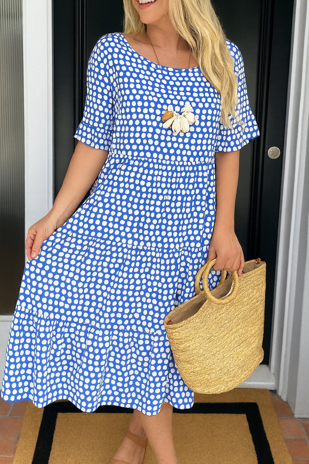 Pilar | Vestido Midi de Verano de Lunares con Volantes - Carmen Teruel