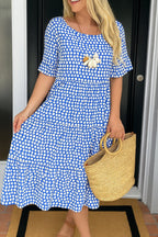 Pilar | Vestido Midi de Verano de Lunares con Volantes - Carmen Teruel