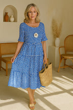 Pilar | Vestido Midi de Verano de Lunares con Volantes - Carmen Teruel