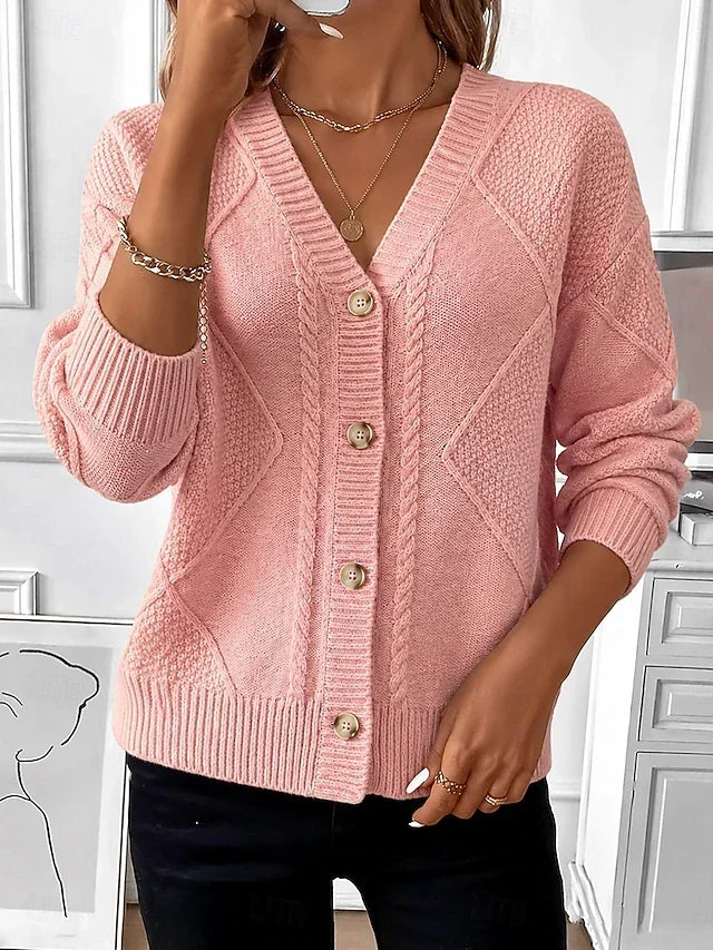 Anamartinezmadrid Jacoba | Cárdigan Vintage de Ochos con Botones Dorados – Rosa