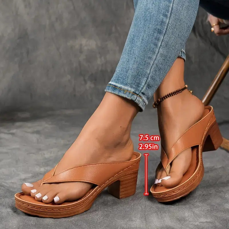 Anamartinezmadrid Patricia | Sandalias de Cuña de Tacón Mujer Tira Entre Dedos – Marrón – photo 6