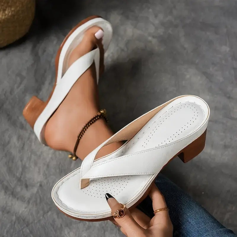 Anamartinezmadrid Patricia | Sandalias de Cuña de Tacón Mujer Tira Entre Dedos – Blanco – photo 8