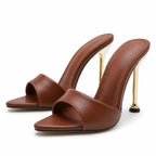 Soledad | Sandalias Mule de Tacón con Tiras Transparentes - Carmen Teruel
