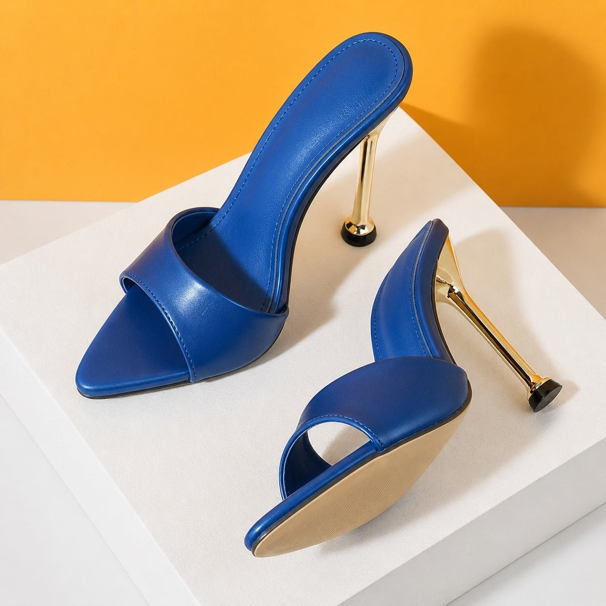 Soledad | Sandalias Mule de Tacón con Tiras Transparentes - Carmen Teruel