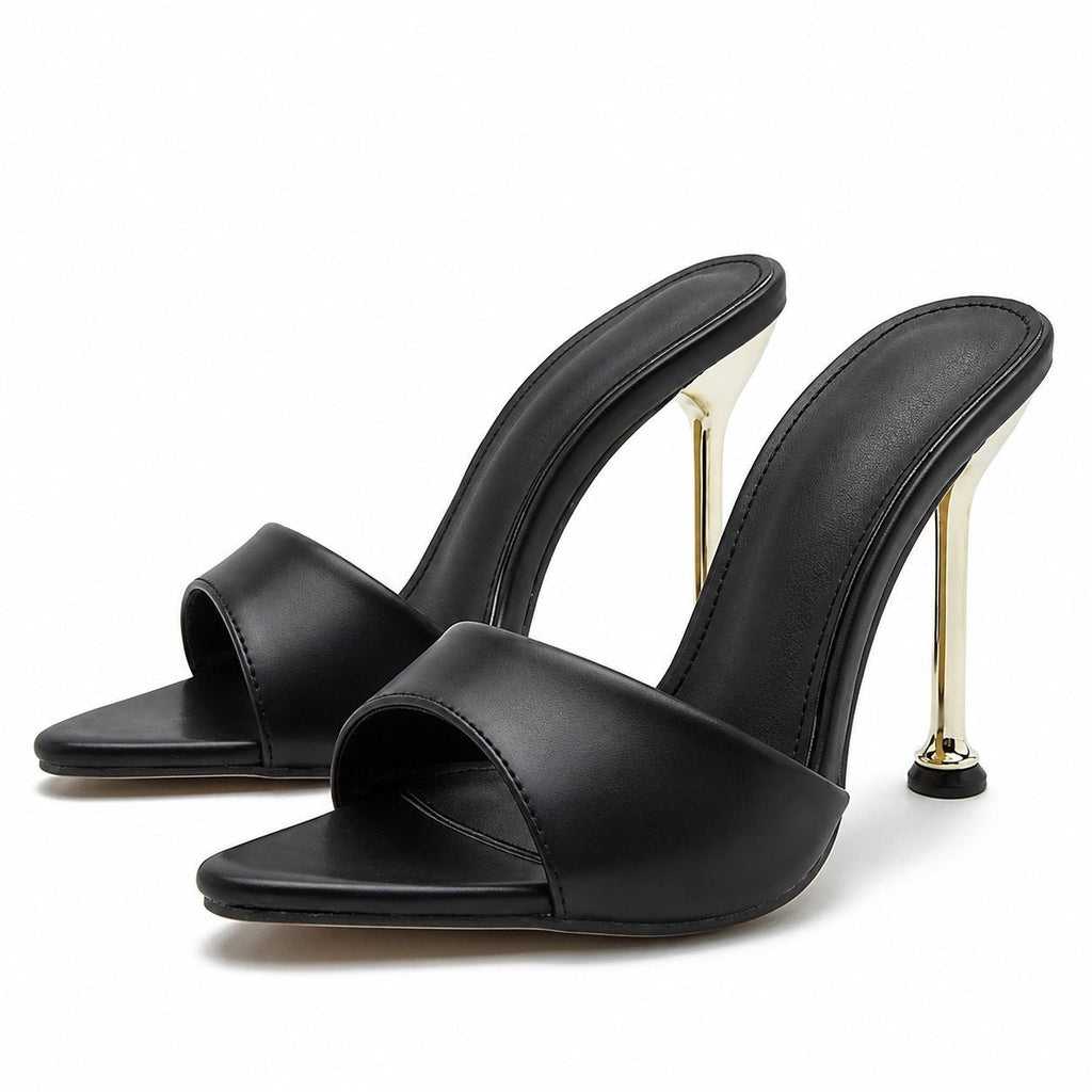 Soledad | Sandalias Mule de Tacón con Tiras Transparentes - Carmen Teruel