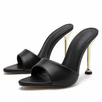Soledad | Sandalias Mule de Tacón con Tiras Transparentes - Carmen Teruel