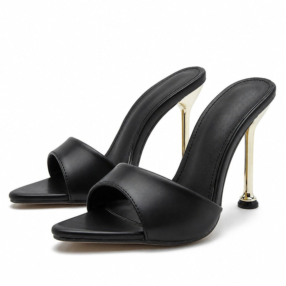 Soledad | Sandalias Mule de Tacón con Tiras Transparentes - Carmen Teruel