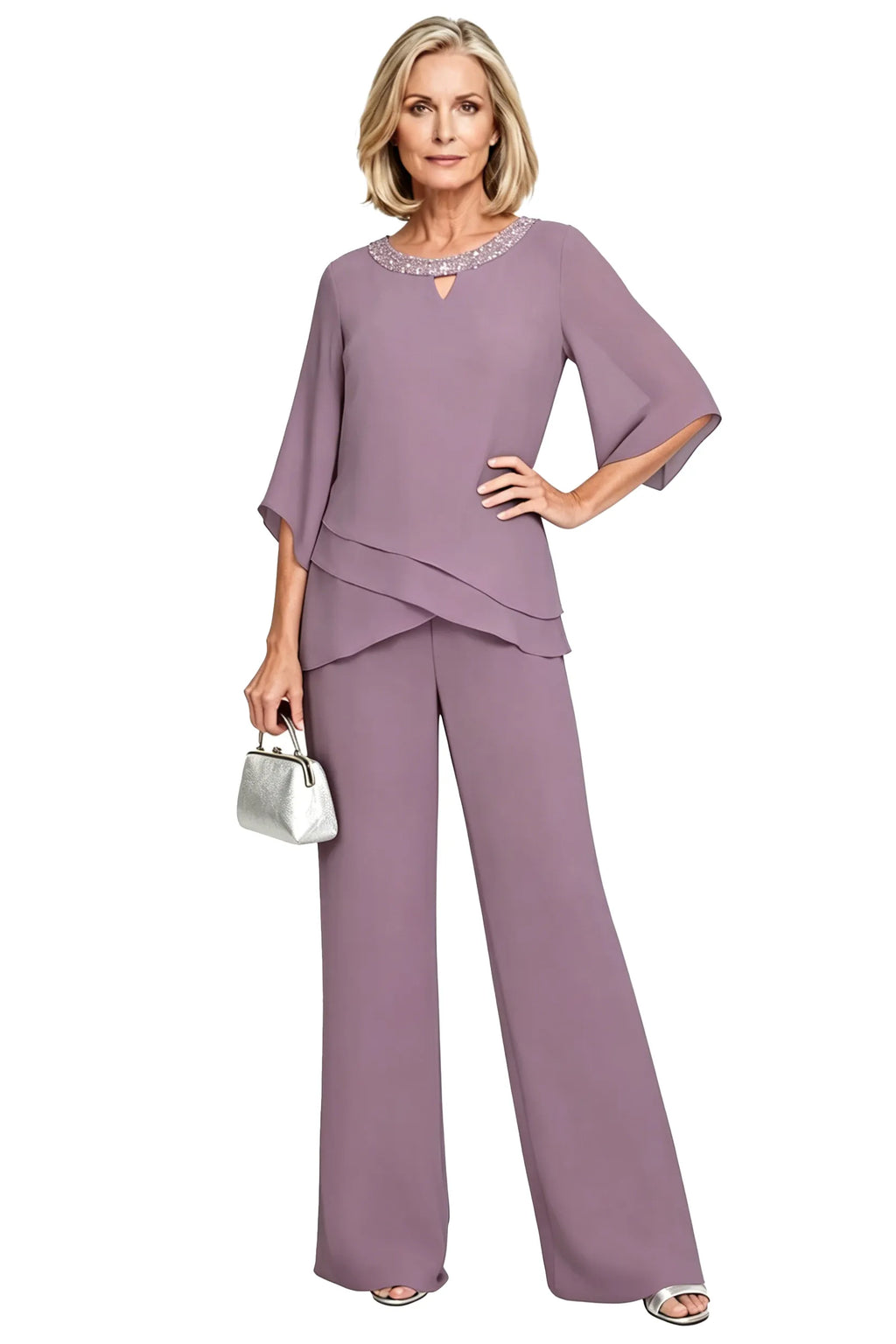 Anamartinezmadrid Matilde | Conjunto de Pantalón de Gasa para Madrina e Invitada – Lila – photo 10