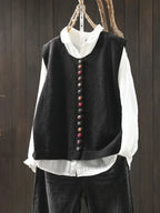 Anamartinezmadrid Sabrina | Chaleco de Punto Elegante con Botones – Negro