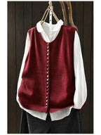 Anamartinezmadrid Sabrina | Chaleco de Punto Elegante con Botones – Rojo – photo 5