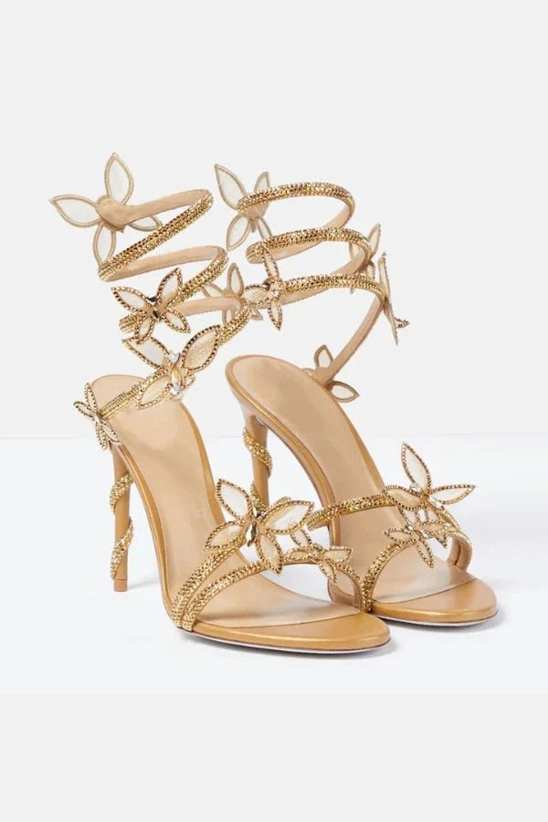 Anamartinezmadrid Sofía | Sandalias de Tacón con Correa al Tobillo Mujer Detalle Floral – photo 7