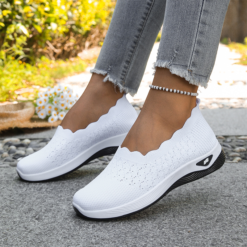 Anamartinezmadrid Ángela | Zapatillas de Punto Sin Cordones con Suela Acolchada – Blanco