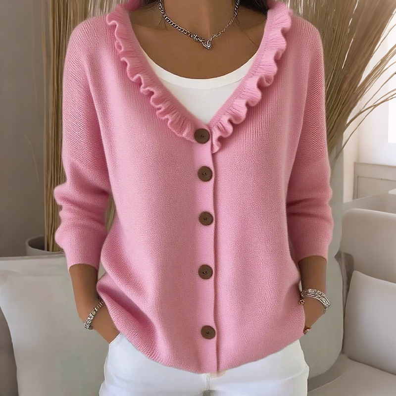 Anamartinezmadrid Olalla | Cárdigan de Punto con Cuello de Volantes – Rosa – photo 2