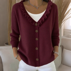 Anamartinezmadrid Olalla | Cárdigan de Punto con Cuello de Volantes – Burdeos – photo 6