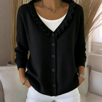 Anamartinezmadrid Olalla | Cárdigan de Punto con Cuello de Volantes – Negro – photo 7