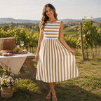 Anamartinezmadrid Noemí | Vestido Midi Sin Mangas con Rayas y Cuello Redondo – photo 2