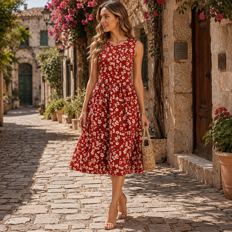 Anamartinezmadrid Noemí | Vestido Midi Sin Mangas con Rayas y Cuello Redondo – photo 7