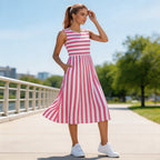 Anamartinezmadrid Noemí | Vestido Midi Sin Mangas con Rayas y Cuello Redondo – photo 10
