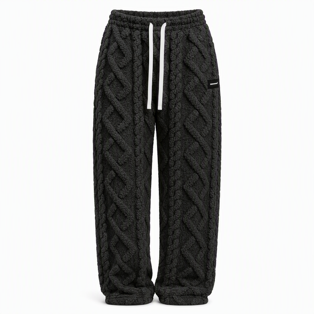 Anamartinezmadrid Sagrario | Pantalón Cálido Forrado de Franela con Textura en Relieve – Negro – photo 3