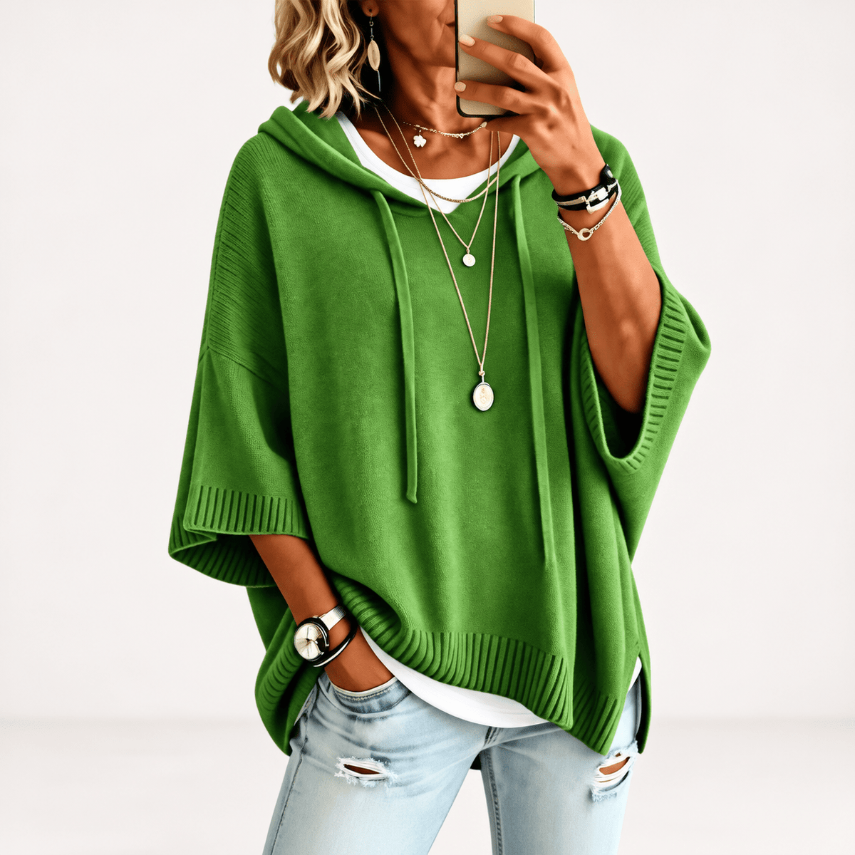 Teresa | Poncho de punto con capucha - Carmen Teruel