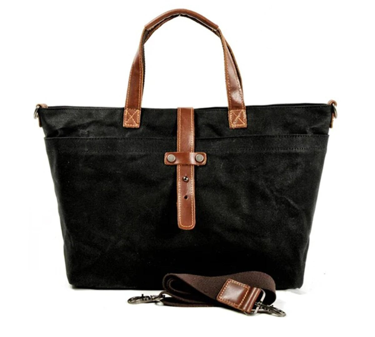 Anamartinezmadrid Triana | Tote Bag de Lona Encerada con Detalles de Cuero Mujer Bandolera – Carbón Mineral – photo 4