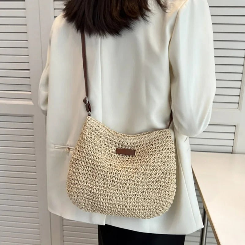 Anamartinezmadrid Tania | Bolso de Hombro de Paja Tejida con Asa Marrón – photo 7