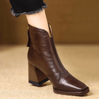 Carolina Moretti Asunción - Botines de Piel con Tacón Medio – Marrón