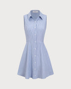 Anamartinezmadrid Minivestido Azul de Rayas con Botones – photo 7