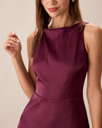 Anamartinezmadrid Minivestido Sin Mangas Morado con Escote Barco – photo 2