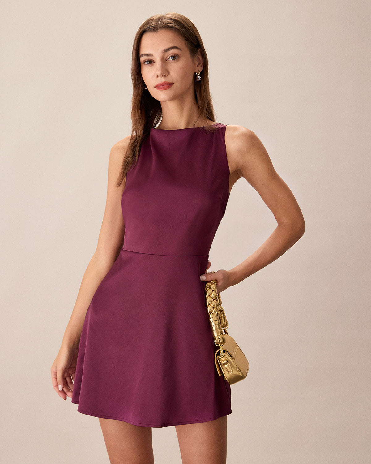 Anamartinezmadrid Minivestido Sin Mangas Morado con Escote Barco – Morado