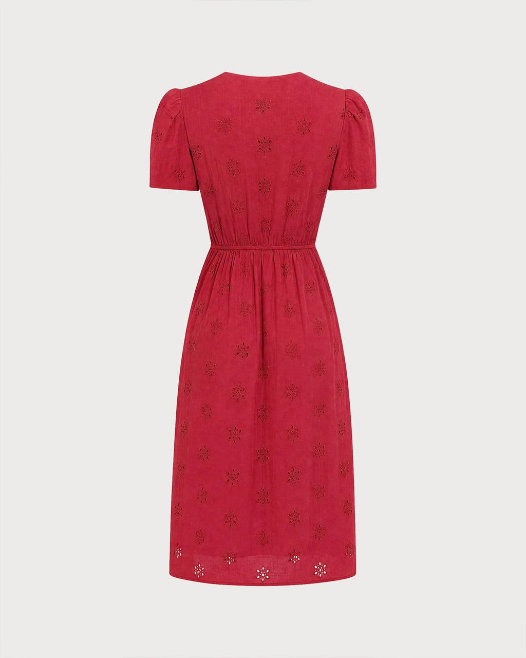 Anamartinezmadrid Irene | Vestido Midi de Algodón Rojo Mujer Escote V Bordado – photo 8