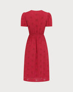 Anamartinezmadrid Irene | Vestido Midi de Algodón Rojo Mujer Escote V Bordado – photo 8
