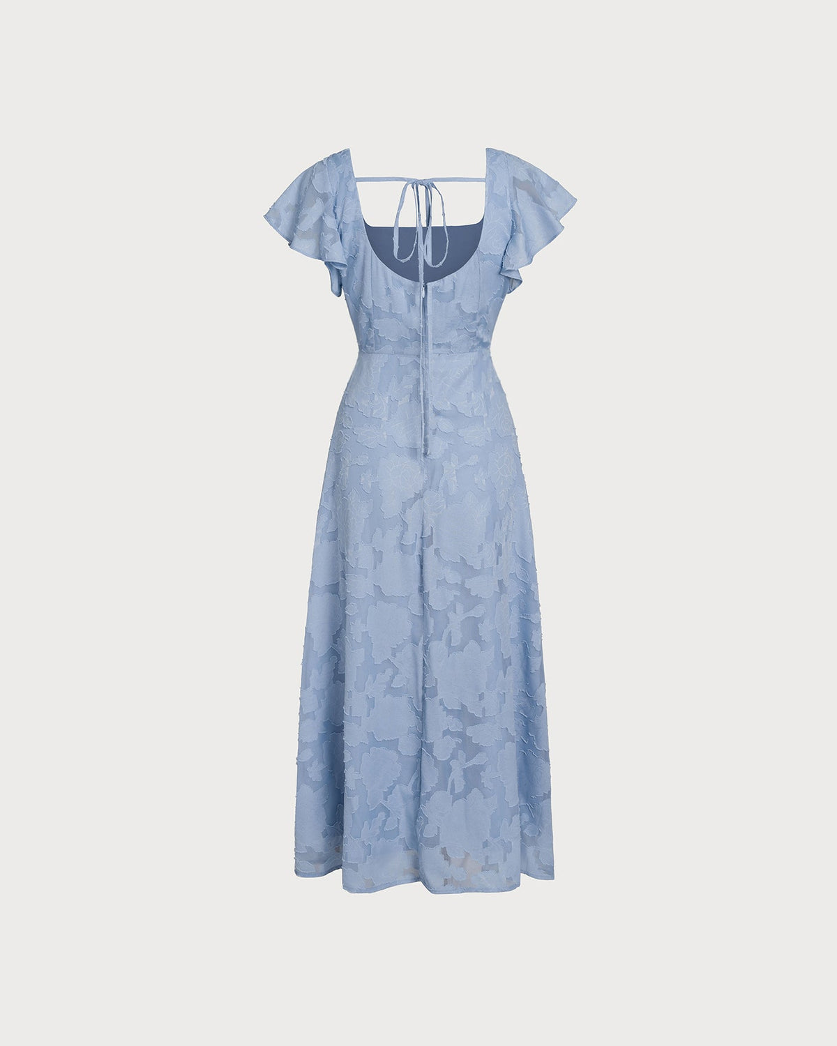 Anamartinezmadrid Teresa | Vestido Midi de Jacquard Floral Azul Mujer Escote Cuadrado – photo 4