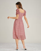Anamartinezmadrid Nieves | Vestido Midi de Gasa Floral Rosa Mujer Escote Cuadrado – photo 7