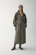 Anamartinezmadrid Elena | Trench Largo con Solapa Ancha – Verde Oliva